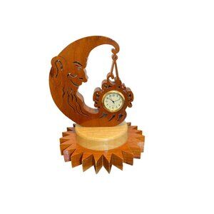 Man in Moon Wooden Carved Clock